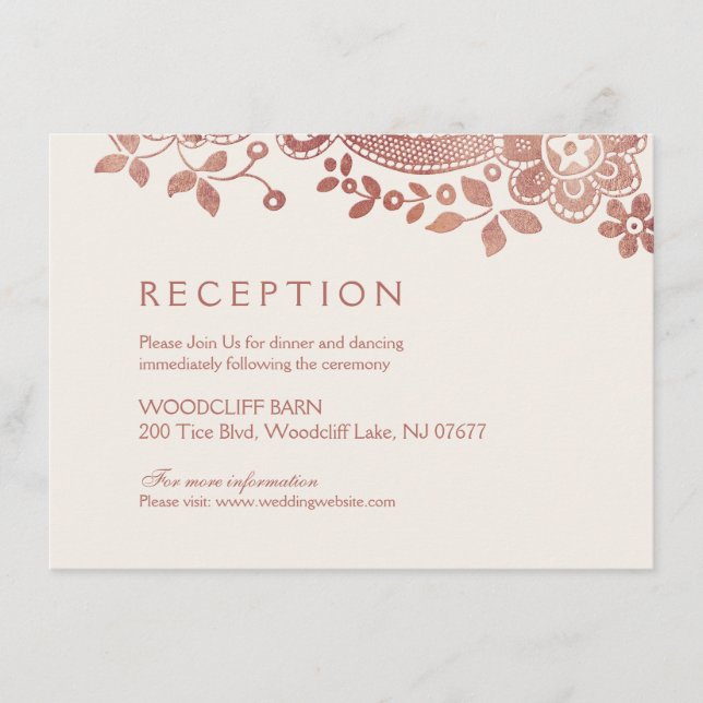 Recepción de boda de encaje vintage elegante rosa  (Anverso)