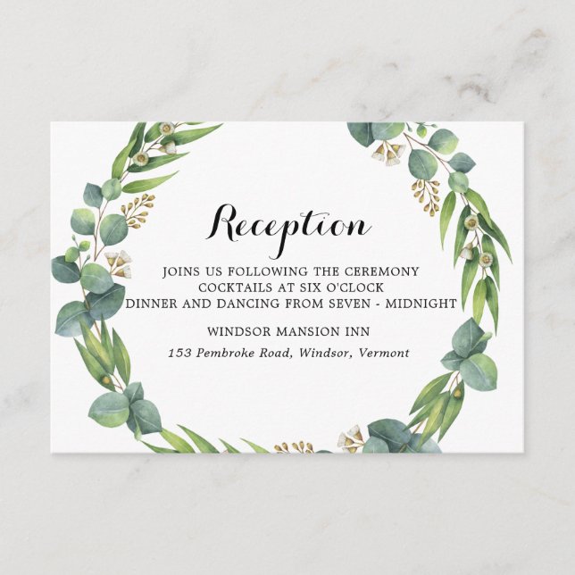 Recepción de boda de eucalipto (Anverso)