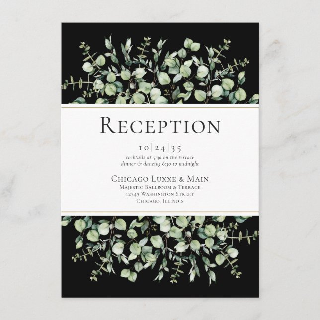 Recepción de Boda de Eucalipto Negro (Anverso)