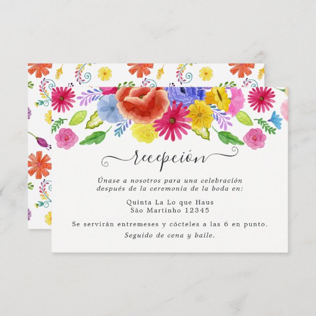 Recepción de Boda de Fiesta Floral al Aguarela (Anverso / Reverso)
