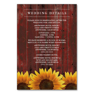 Recepción de boda de girasol + Tarjetas de alojami