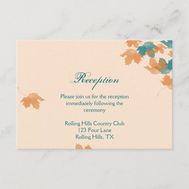 Recepción de Boda de Hoja de Arce de Otoño Aqua Na (Anverso)
