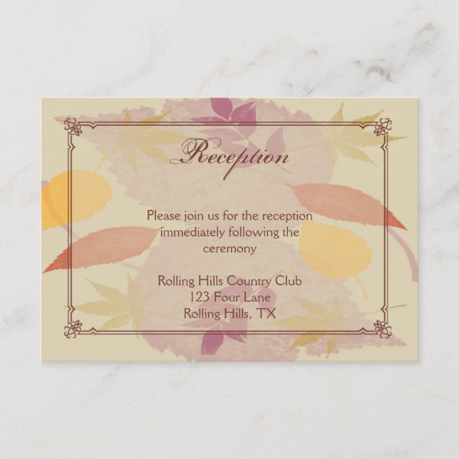 Recepción de Boda de Hojas de Otoño Rústicas (Anverso)