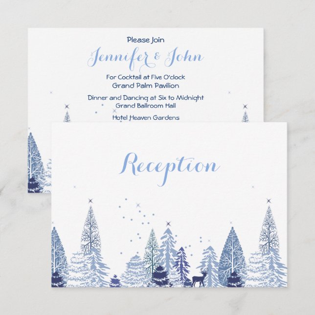 Recepción de Boda de Invierno Bosque Acuarela (Anverso / Reverso)