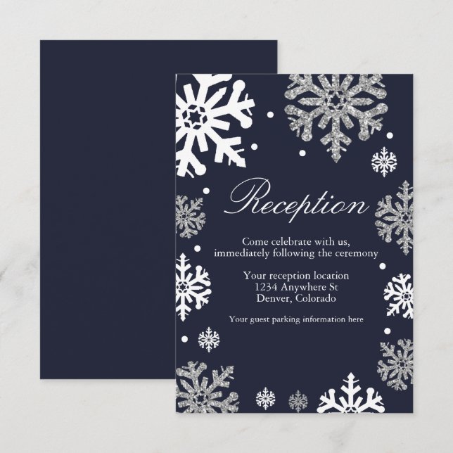 Recepción de Boda de Invierno con Copas de Nieve A (Anverso / Reverso)