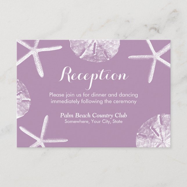 Recepción de boda de la estrella de mar violeta y  (Anverso)