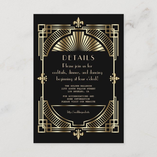 Recepción de Boda de Luxury Gold Black Great Gatsb (Anverso)