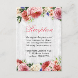 Recepción de Boda de Madera Floral Rosa Vintage