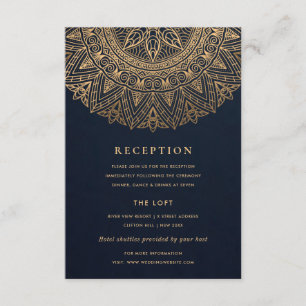 RECEPCIÓN DE BODA DE MANDALA ORNADA DE NAVY GOLD C