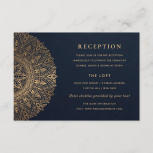 RECEPCIÓN DE BODA DE MANDALA ORNADA DE NAVY GOLD C