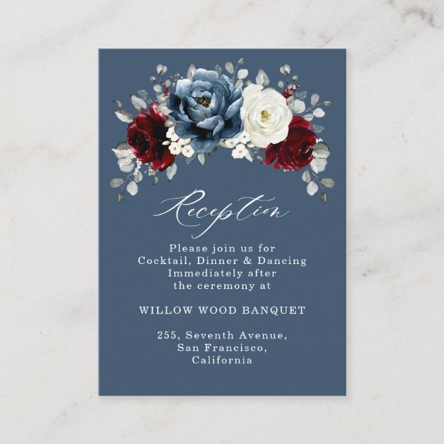 Recepción de boda de marfil blanco de pizarra azul (Anverso)