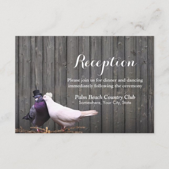 Recepción de Boda de Pájaros de Amor de Madera de  (Anverso)