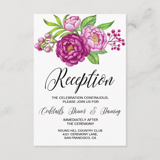 Recepción de Boda de Peonías con Acuarela de Borgo (Anverso)