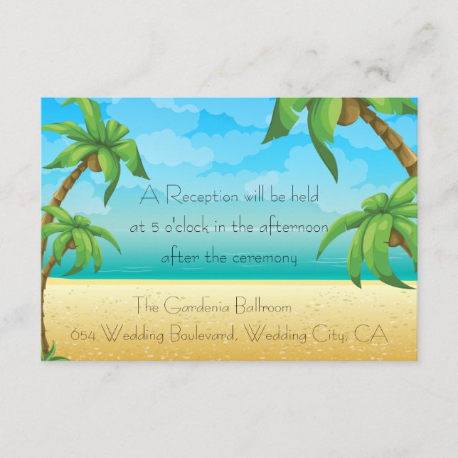 Recepción de Boda de Playa Tropical y Palmeras (Anverso)