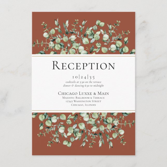 Recepción de Boda de Terracota con Eucalipto (Anverso)