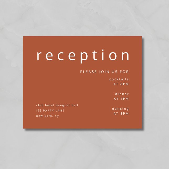 Recepción de Boda de Terracota Moderna (Modern Terracotta Wedding Reception Enclosure Card)