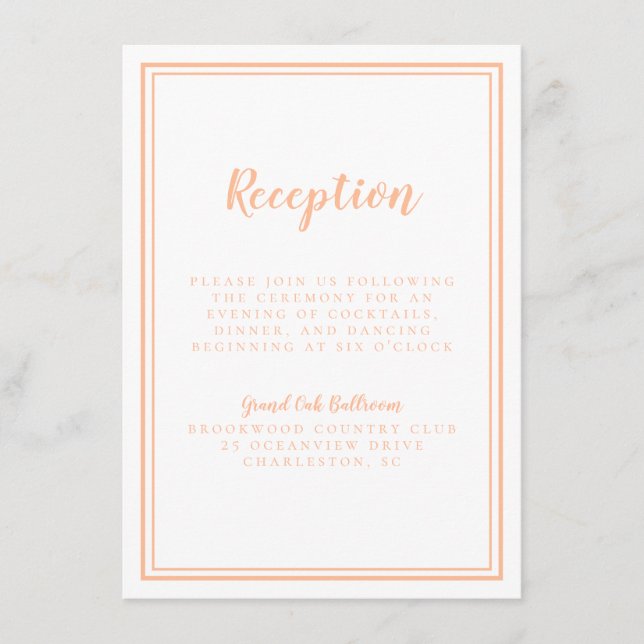Recepción de Boda Durazno Moderna Sencilla Tradici (Anverso)