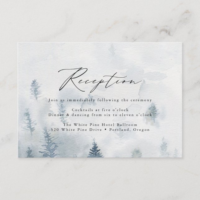 Recepción de Boda Elegante Bosque de Invierno (Anverso)