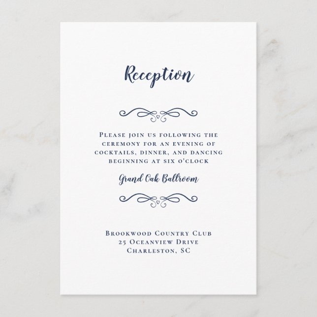 Recepción de Boda Elegante Chic Azul Delicado (Anverso)