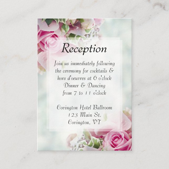 Recepción de Boda Elegante Floral de Roses Rosa (Anverso)
