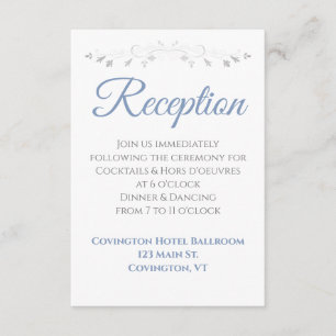 Recepción de boda elegante gris y azul claro