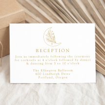 Recepción de Boda Elegante Luna y Estrellas Dorada