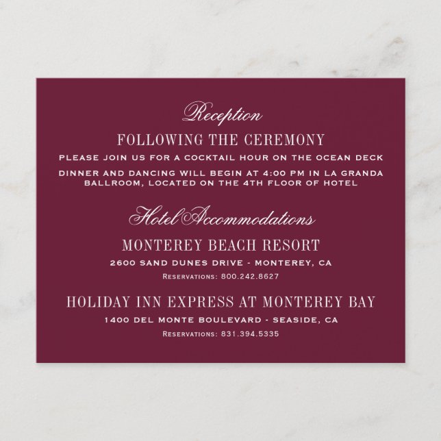 Recepción de Boda Elegante Rojo Borgoña (Anverso)