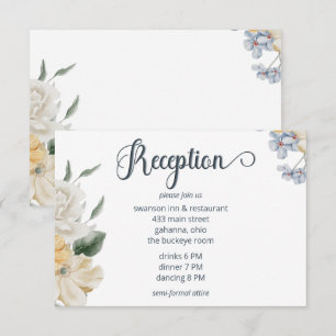 Recepción de Boda Floral Azul Amarilla y Blanca