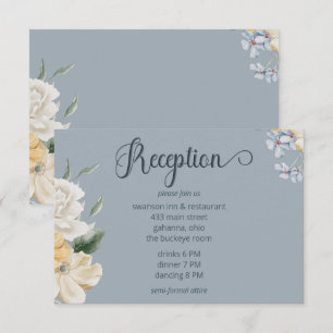 Recepción de Boda Floral Azul Amarilla y Blanca