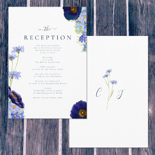 Recepción de Boda Floral Azul de Verano Elegante