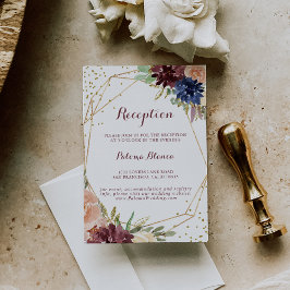 Recepción de boda floral con Purpurina de oro geom