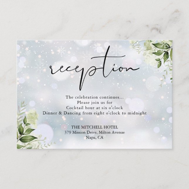 Recepción de Boda Floral de Invierno con Verdor (Anverso)
