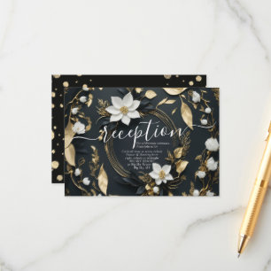 Recepción de Boda Floral de Oro Blanco Negro