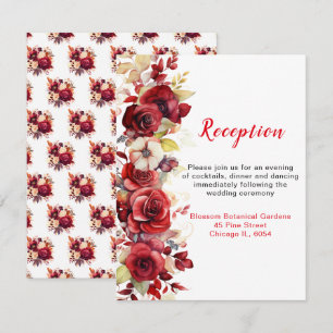 Recepción de boda floral de rosas rojas románticas
