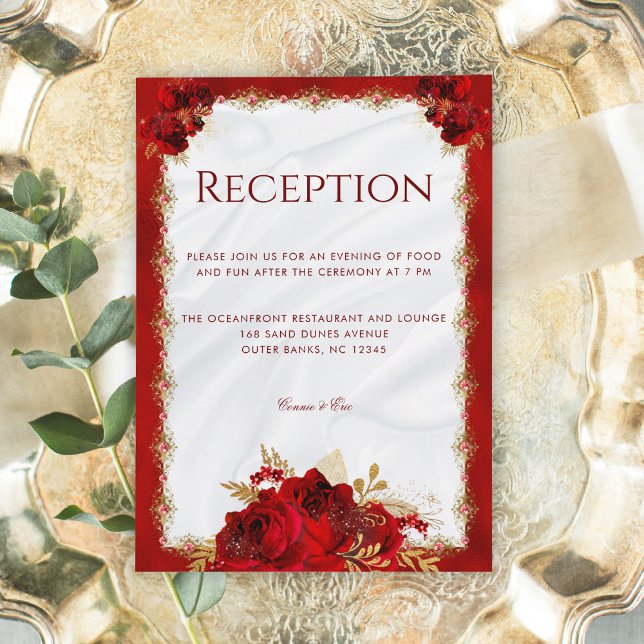 Recepción de Boda Floral Elegante de Rojo y Oro (Subido por el creador)