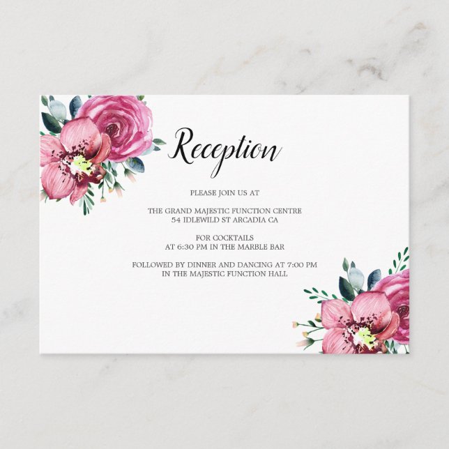 Recepción de Boda Floral Orquídea Rosa (Anverso)