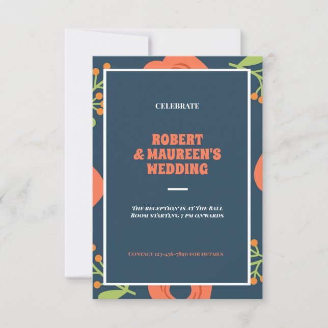 Recepción de boda floral personalizado (Anverso)