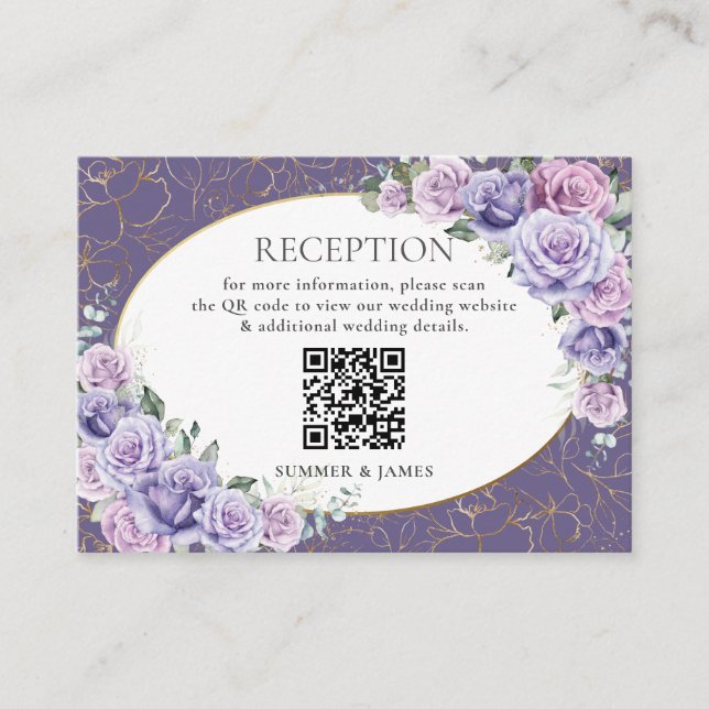 Recepción de Boda Floral Purple Lilac Lavender QR (Anverso)