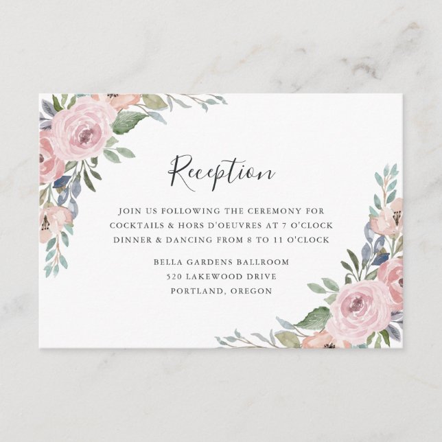 Recepción de Boda Floral Rosa Polvo (Anverso)