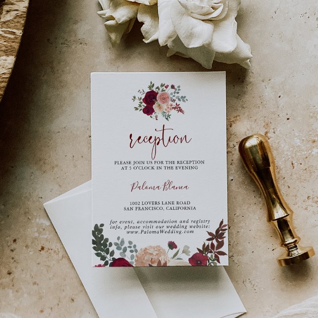 Recepción de boda floral Rubor rosa de Borgoña (Subido por el creador)