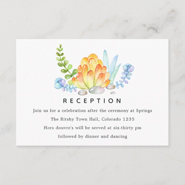 Recepción de boda floral suculenta de moda (Anverso)