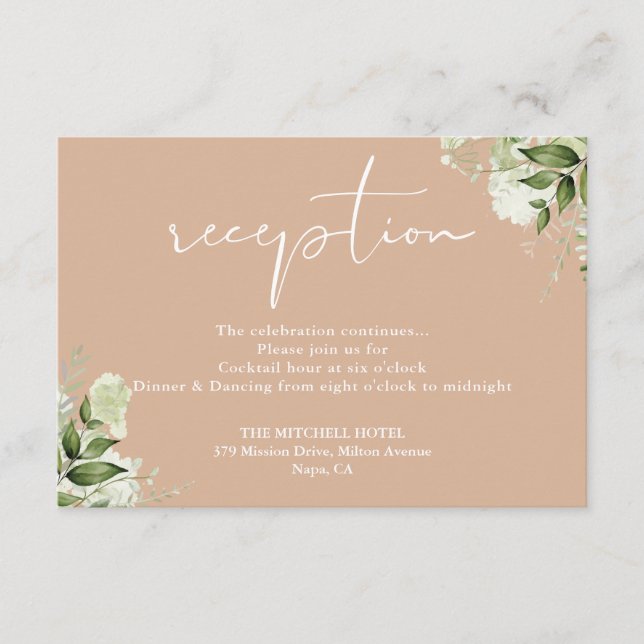 Recepción de Boda Floral Verde Tostado (Anverso)