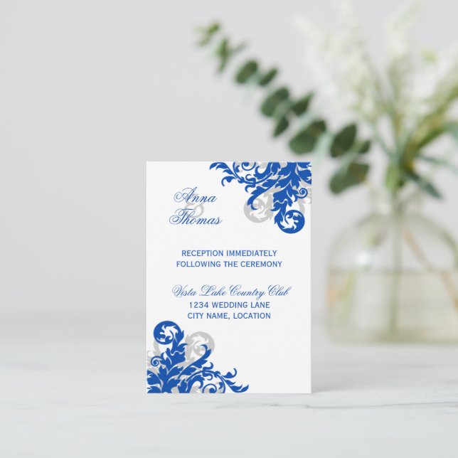Recepción de boda florida Royal Blue Silver (Anverso de pie)