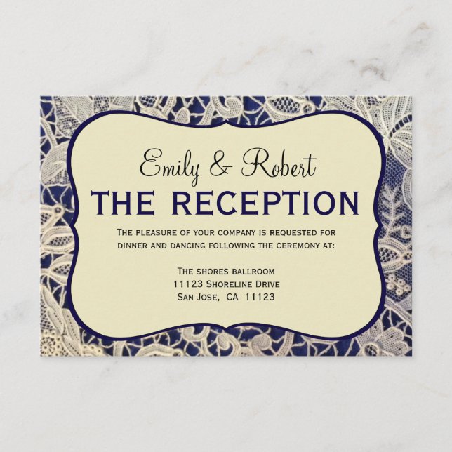 Recepción de boda formal azul de la Marina de Marf (Anverso)
