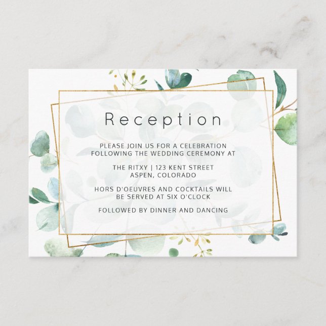 Recepción de boda geométrica de eucalipto pastel (Anverso)