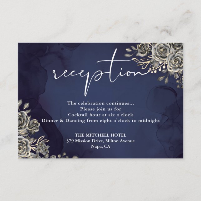 Recepción de Boda Gótica de Azul Medianoche (Anverso)