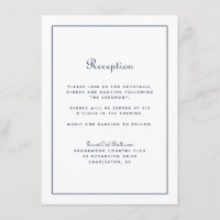 Recepción de Boda Guión Elegante Azul Marino Clási