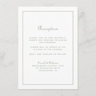 Recepción de Boda Guión Elegante Verde Salvia Blan