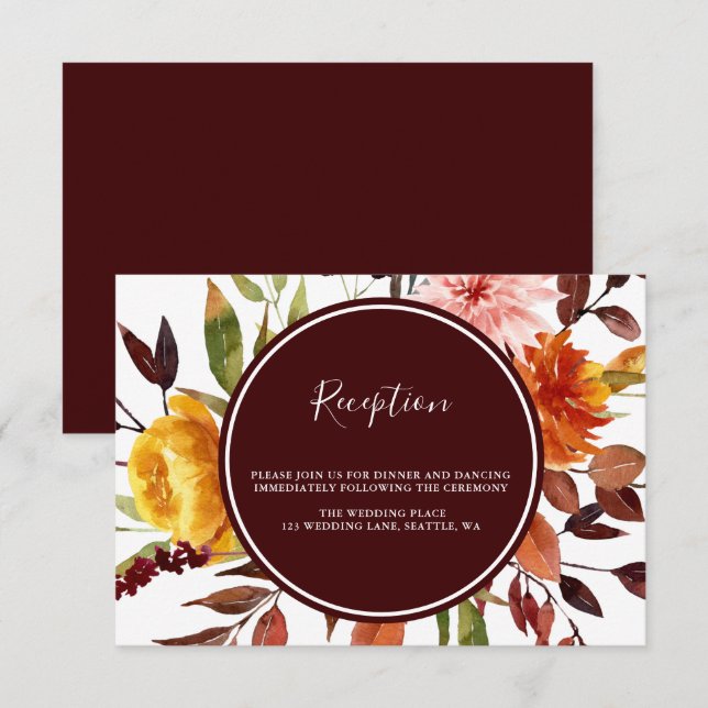 Recepción de Boda Jardín de Otoño Borgoña (Anverso / Reverso)