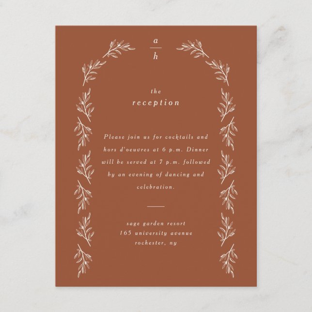 Recepción de Boda Minimalista Boho Arco Terracota (Anverso)